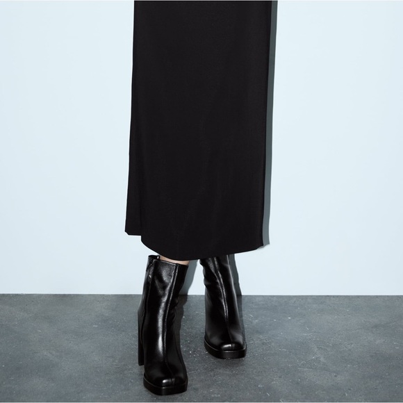 ZARA PLATFORM LEATHER HEELED ANKLE BOOTS - Picture 3 of 15
